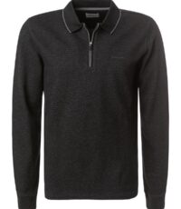 Pierre Cardin grote maat poloshirt lange mouw donkergrijs gemêleerd