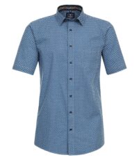 Redmond overhemd korte mouw blauw en wit fantasie design