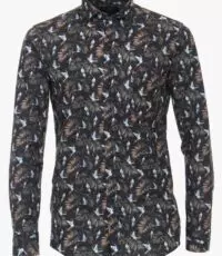 Casa Moda overhemd grote maat lange mouw blad met vogel design