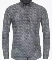 Casa Moda overhemd grote maat lange mouw fantasie cirkel design