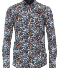 Casa Moda overhemd grote maat lange mouw gekleurd blad patroon