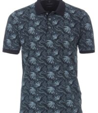 Casa Moda poloshirt korte mouw donkerblauw blad design
