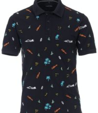 Casa Moda poloshirt korte mouw donkerblauw met geborduurde applicaties