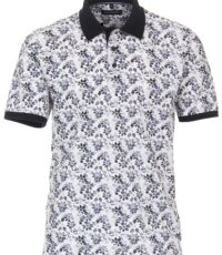 Casa Moda poloshirt korte mouw wit met blauw bloem design