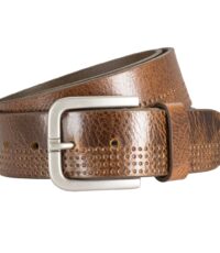 Extra lange rund lederen riem 4cm breed bruin
