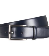 Lindenmann rund lederen extra lange riem 35mm breed donkerblauw