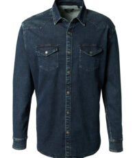 Pioneer denim stretch overhemd donkerblauw in een denim jog stof