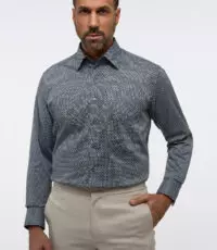 Eterna overhemd lange mouw met borstzakje groen wit en blauw fantasie design strijkvrij