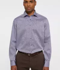 Eterna overhemd lange mouw met borstzakje rood wit en blauw fantasie design strijkvrij