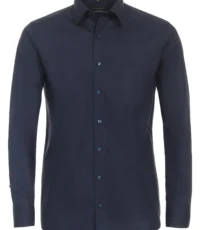 Redmond overhemd grote maat lange mouw uni donkerblauw strijkvrij