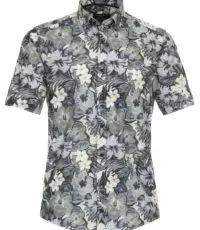 Casa Moda overhemd korte mouw met borstzakje in blauw bloem design