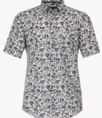 Casa Moda overhemd korte mouw met borstzakje in een bloem fantasie design