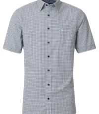 Casa Moda overhemd korte mouw met borstzakje in een cirkel design
