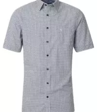 Casa Moda overhemd korte mouw met borstzakje in een cirkel design