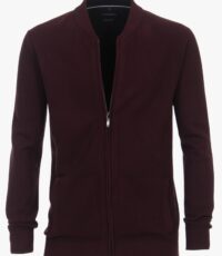 Casa Moda vest bordeauxrood met zijzakken en ingeweven structuurtje 4XL 5XL en 6XL