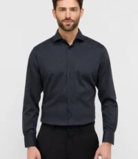 Eterna mouwlengte7 overhemd antracietgrijs design strijkvrij