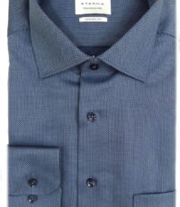 Eterna overhemd extra lange mouw donkerblauw fantasie design strijkvrij