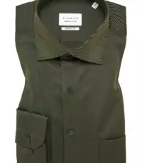 Eterna overhemd lange mouw met borstzakje in groen