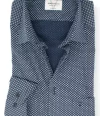 Marvelis grote maat overhemd lange mouw donkerblauw en lichtblauw fantasie strijkvrij