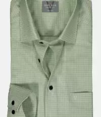 Marvelis grote maat overhemd lange mouw groen blokjes design strijkvrij