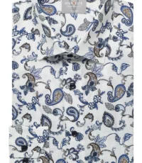 Marvelis overhemd lange mouw wit paisley design strijkvrij