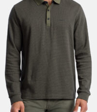 Pierre Cardin grote maat poloshirt lange mouw groen structuur design