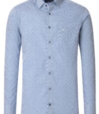 Casa Moda overhemd lange mouw blauw en wit design