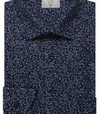 Marvelis grote maat overhemd lange mouw blauw paisley design strijkvrij