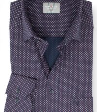 Marvelis grote maat overhemd lange mouw donkerblauw met bordeaux en wit fantasie strijkvrij
