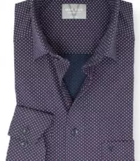 Marvelis grote maat overhemd lange mouw donkerblauw met bordeaux en wit fantasie strijkvrij