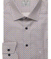 Marvelis grote maat overhemd lange mouw wit, blauw, en camel design strijkvrij