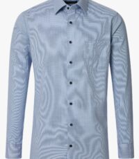 Casa Moda overhemd grote maat lange mouw blauw ingeweven design 2XL t/m 7XL