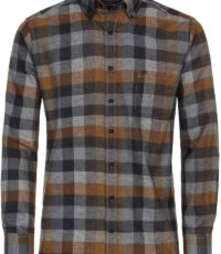 Casa Moda overhemd lange mouw met borstzak blauw grijs en camel ruit button down
