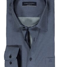 Casa Moda overhemd lange mouw met borstzak donkerblauw fantasie design strijkvrij