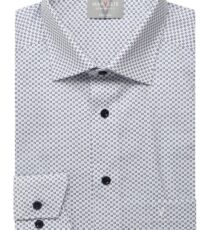 Marvelis grote maat overhemd lange mouw wit met blauw design strijkvrij