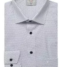 Marvelis grote maat overhemd lange mouw wit met blauw design strijkvrij