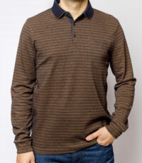 Pierre-Cardin-grote-maat-poloshirt-lange-mouw-bruin-design-4XL-5XL-6XL-