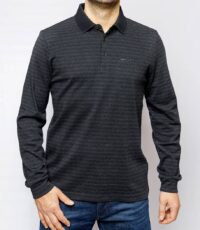Pierre Cardin grote maat poloshirt lange mouw donkergrijs design 4XL: 5XL en 6XL