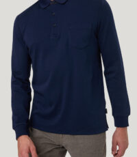 Pierre Cardin grote maat poloshirt lange mouw met borstzakje donkerblauw