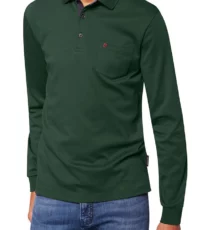 Pierre Cardin grote maat poloshirt lange mouw met borstzakje donkergroen 3XL 4XL 5XL 6XL