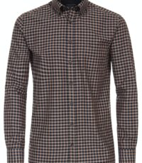 Casa Moda overhemd grote maat lange mouw blauw en bruine ruit ruit button down