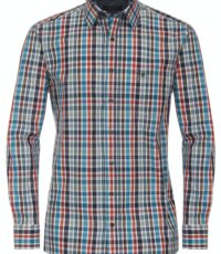 Casa Moda overhemd grote maat lange mouw rood, wit en blauwe ruit
