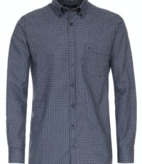 Casa Moda overhemd lange mouw blauw en bruin fantasie design