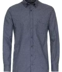 Casa Moda overhemd lange mouw blauw en bruin fantasie design