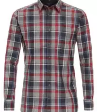 Casa Moda overhemd lange mouw blauw, grijs en rode ruit