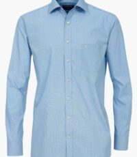 Casa Moda overhemd lange mouw blauw met ingeweven design