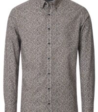 Casa Moda overhemd lange mouw met borstzak blauw en camel design button down