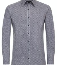 Casa Moda overhemd lange mouw met borstzak blauw en wit fantasie design 3X: 4XL 5XL 6XL 7XL