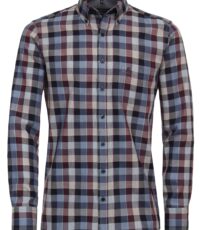 Casa Moda overhemd lange mouw met borstzak bordeauxrood blauw en grijs button down