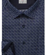 Marvelis overhemd lange mouw blauw en wit fantasie design strijkvrij